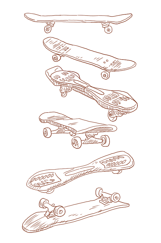 滑板线稿手绘素材