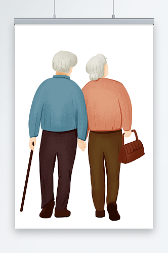 重阳节传统节日两位老人温馨背影