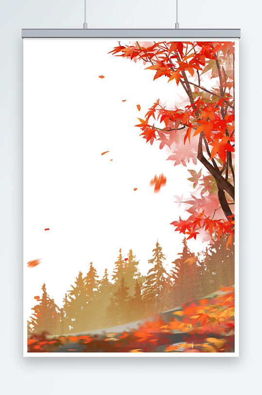 秋天秋季红色枫树背景插画