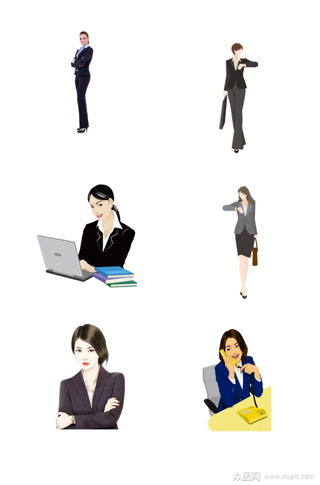 插图女白领形象抠图元素素材