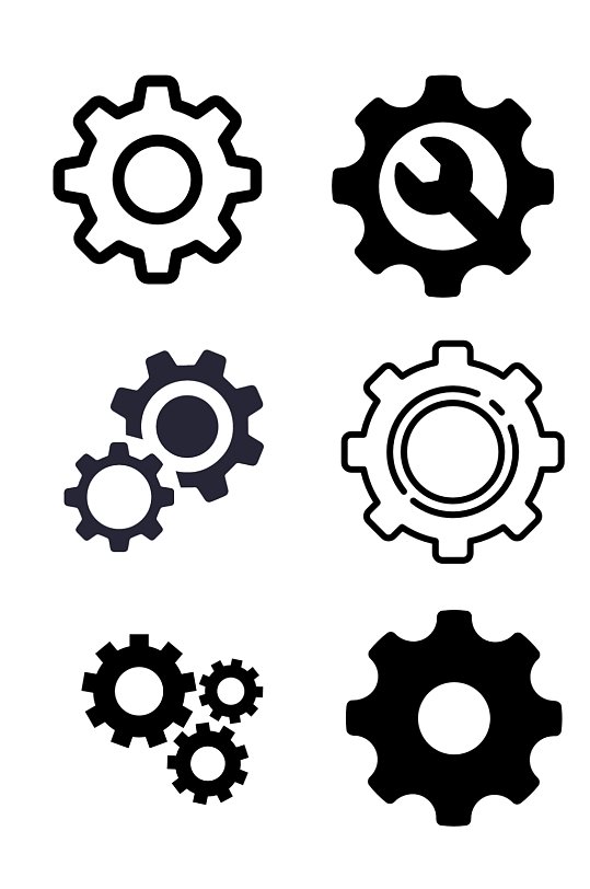 黑色简约齿轮图标元素抠图