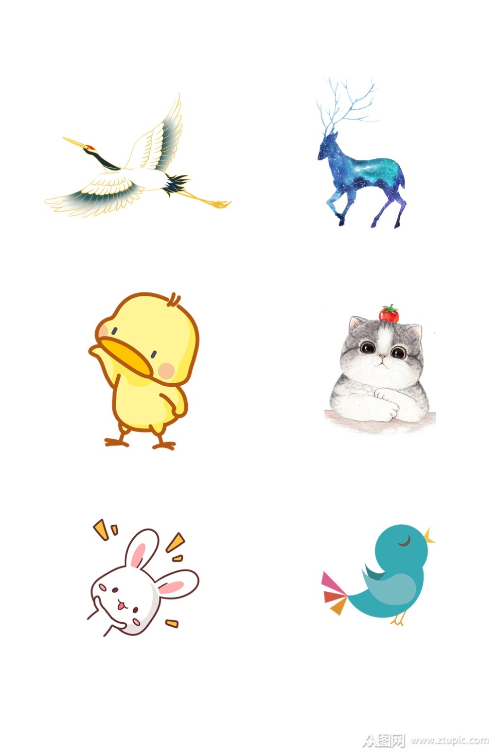 可爱动物卡通抠图元素素材