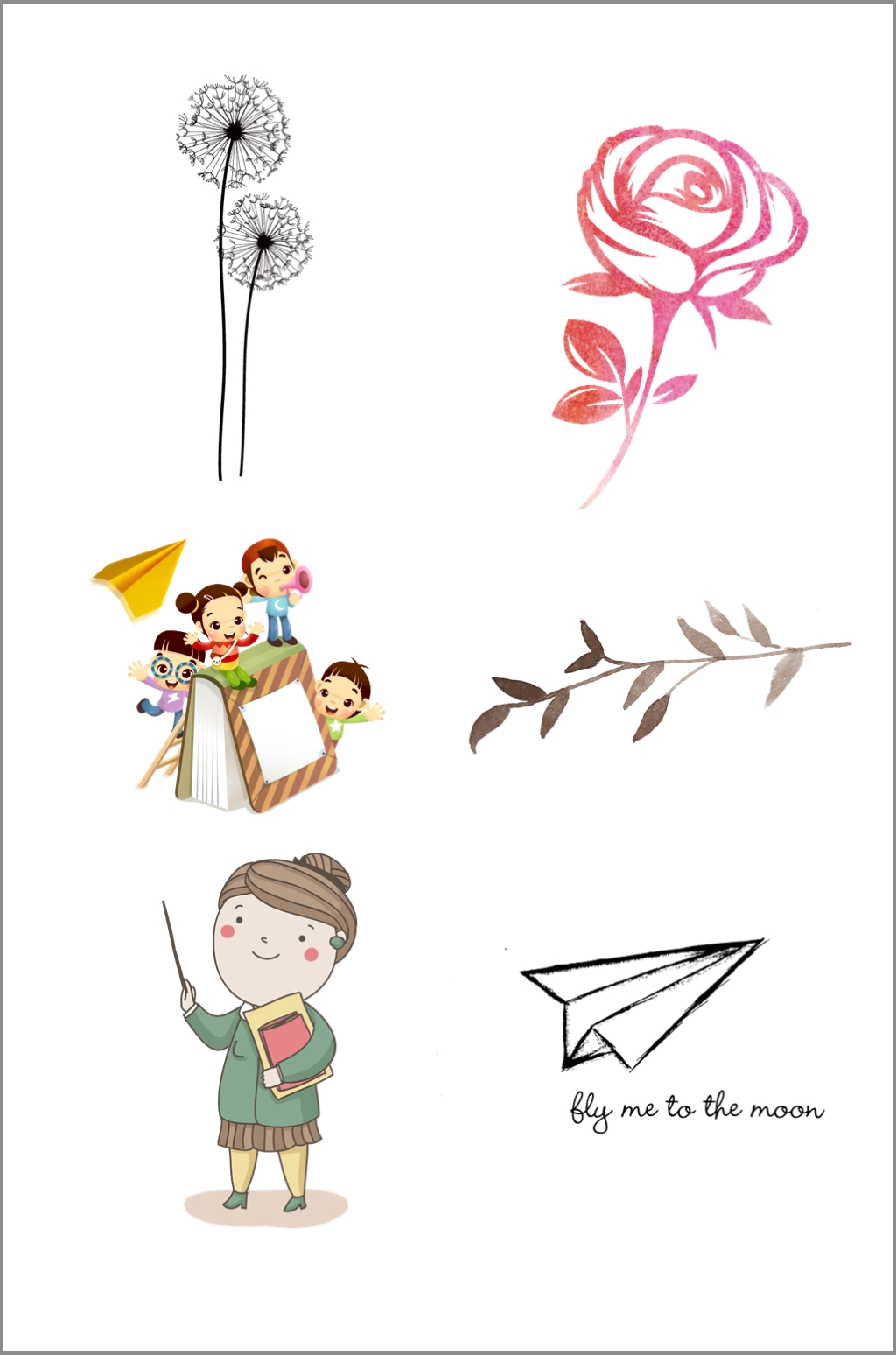 手绘简笔画抠图元素素材