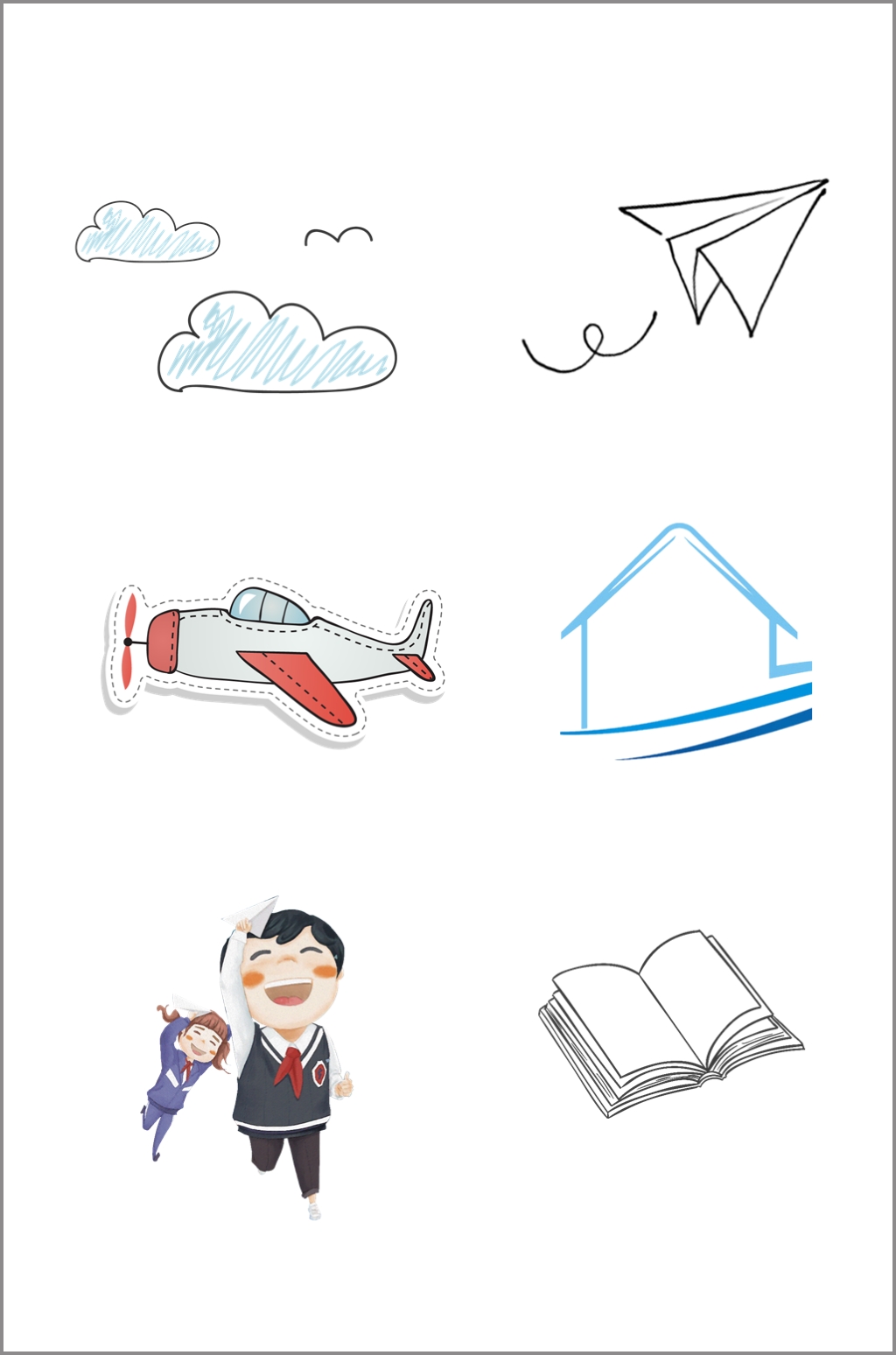 手绘简笔画抠图元素素材
