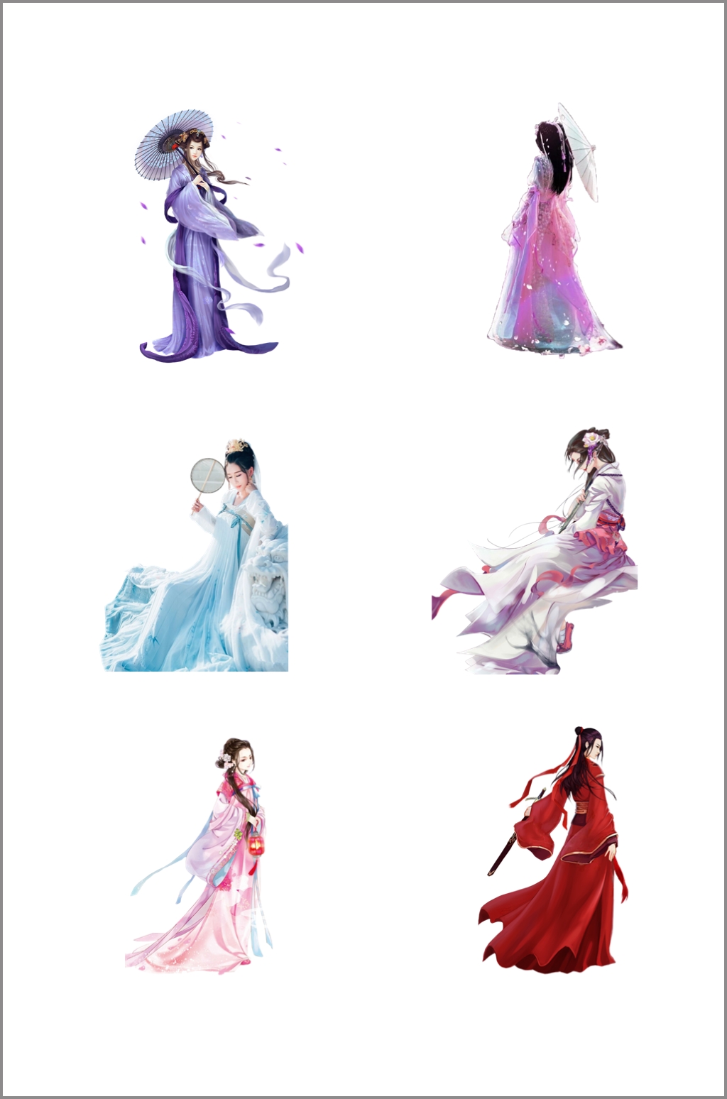 古代淑女状元抠图元素素材