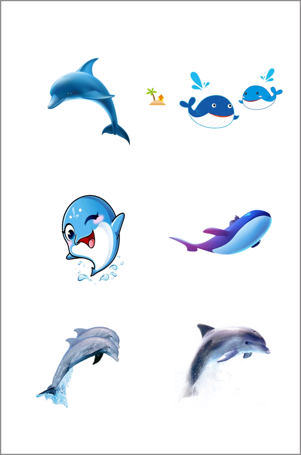 跳跃的海豚海洋卡通动物抠图元素素材
