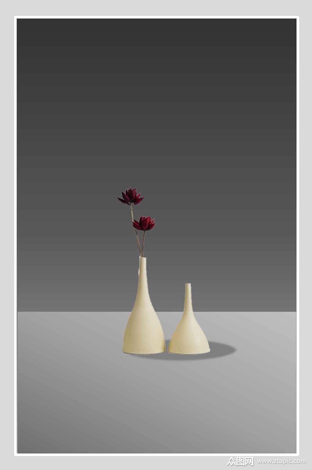 米色陶瓷花瓶抠图背景