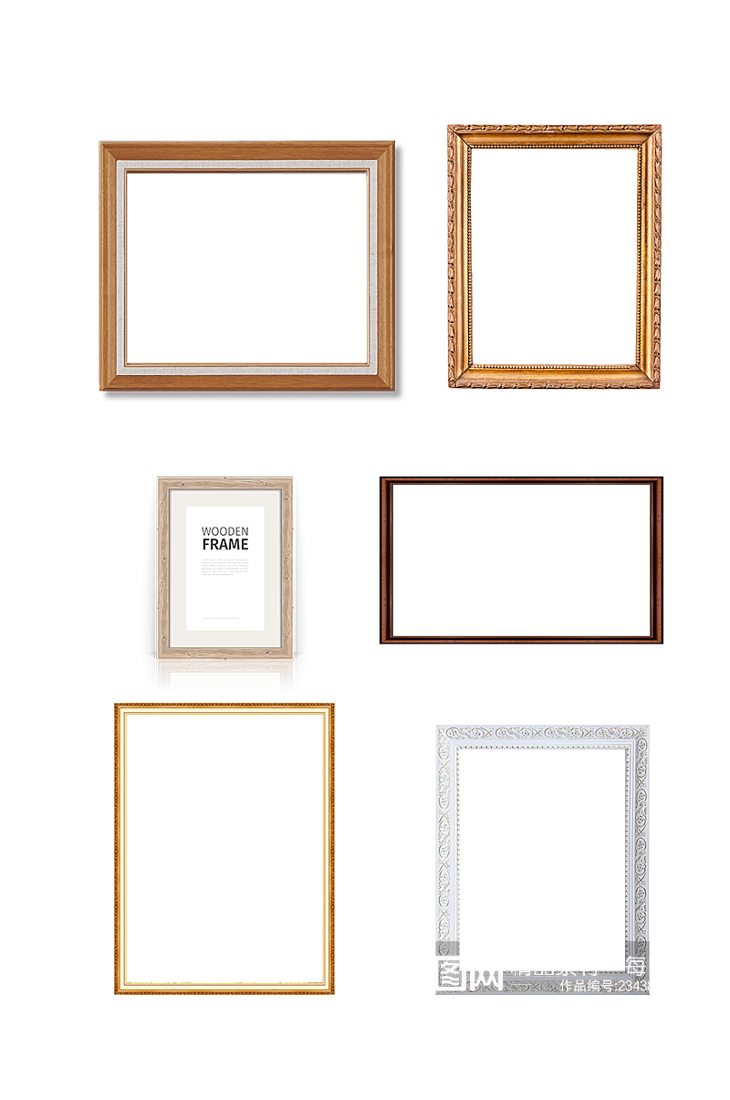 艺术木制精美画框抠图元素素材