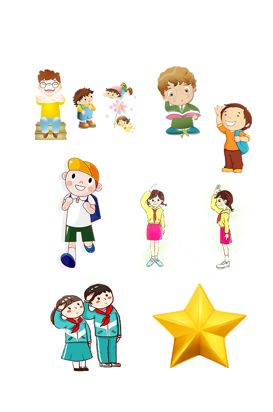 小学生卡通上下学抠图元素