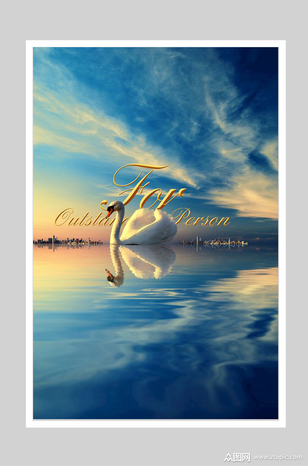 湖面白天鹅海报背景素材素材