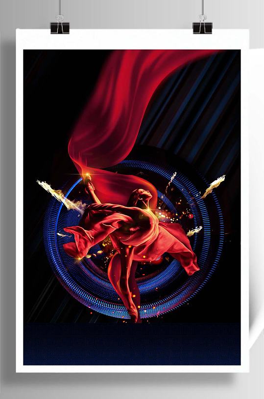 红色芭蕾舞造型背景素材-众图网