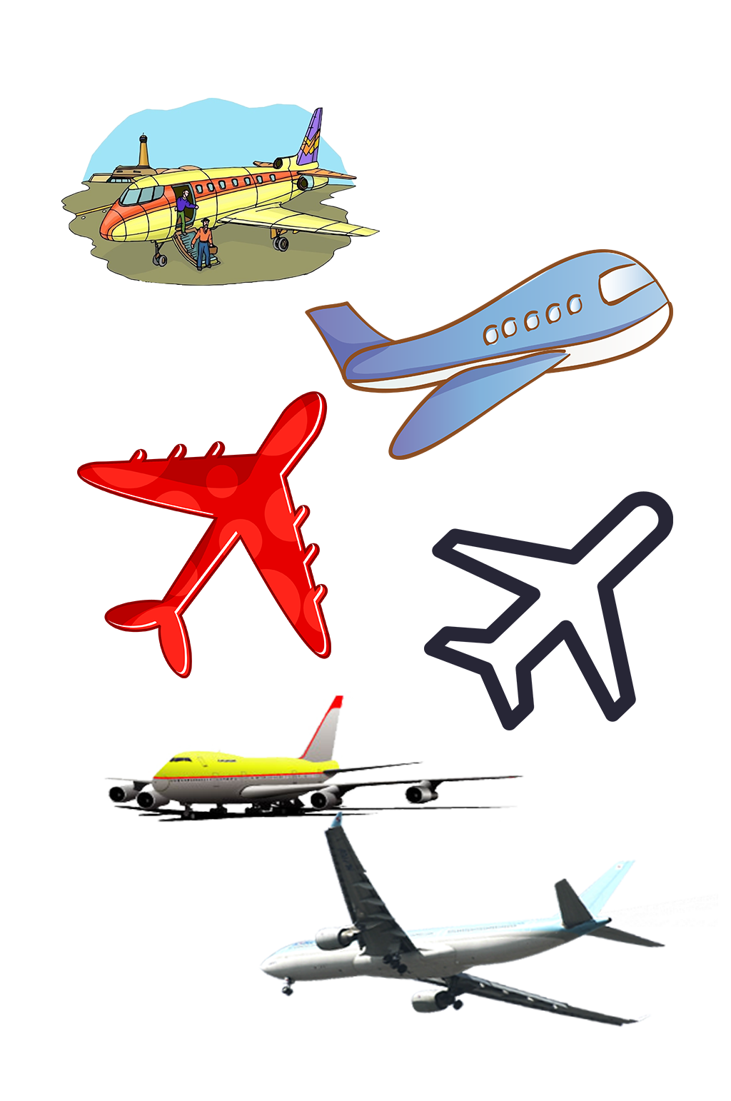 手绘民航客机素材免抠元素素材