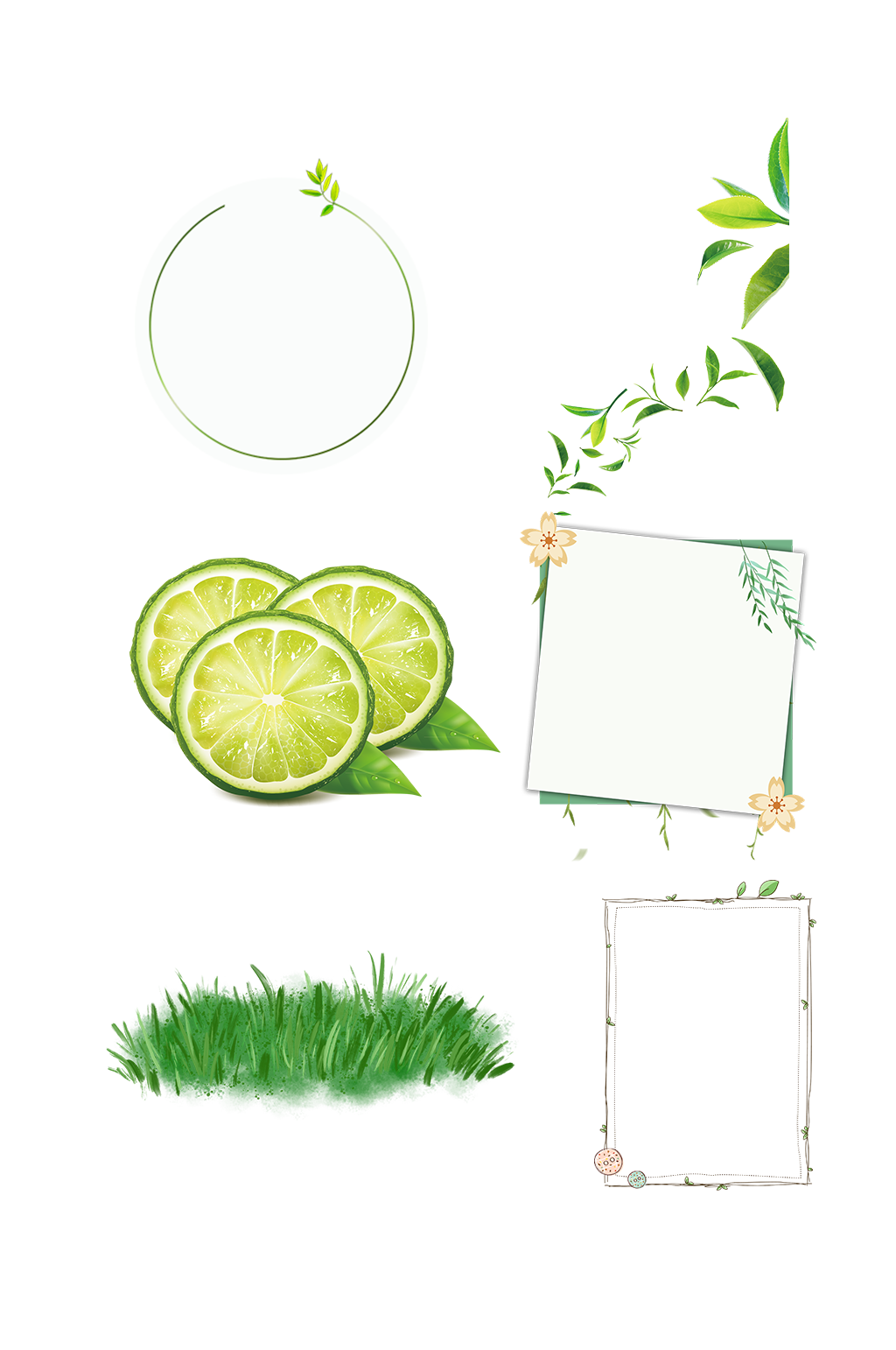 花草背景水果果汁免扣元素素材