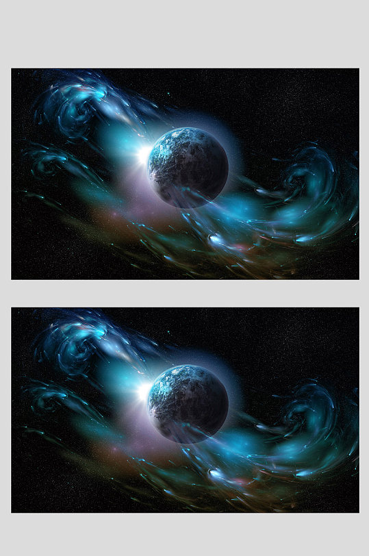 蓝色宇宙星系天空背景