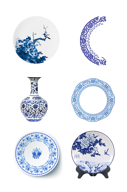 传统工艺青花瓷免抠元素