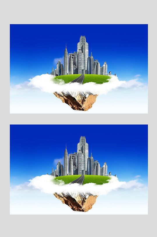 城市建筑草坪生态圈背景