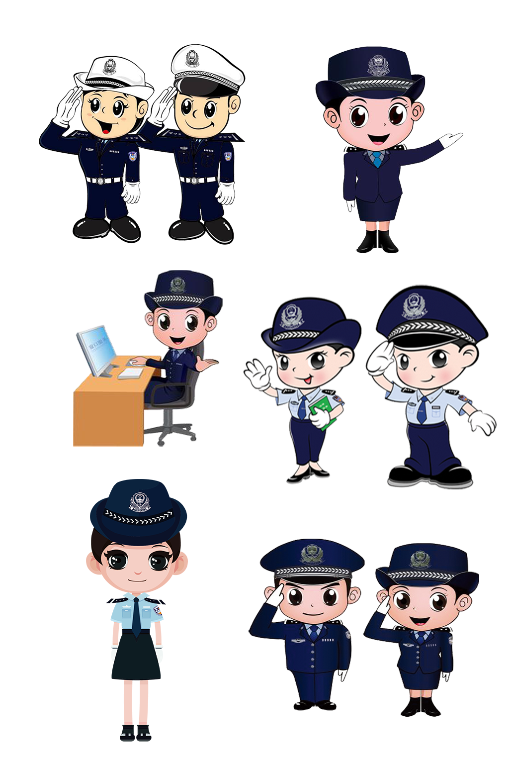 人民警察特警交警抠图元素素材