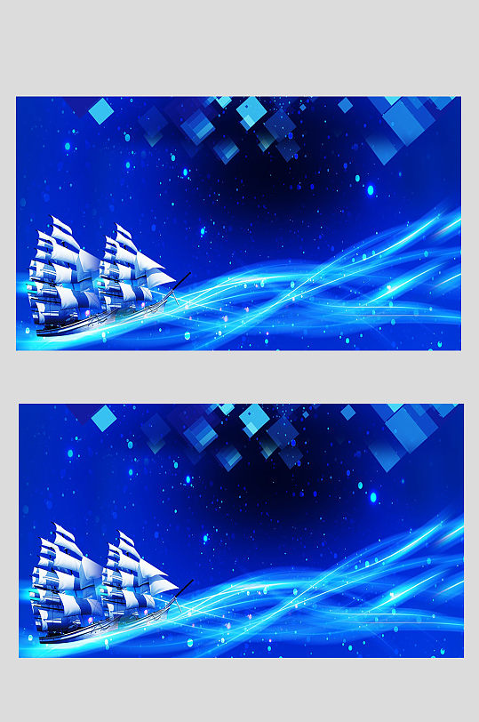 蓝色杨帆创意封面背景设计