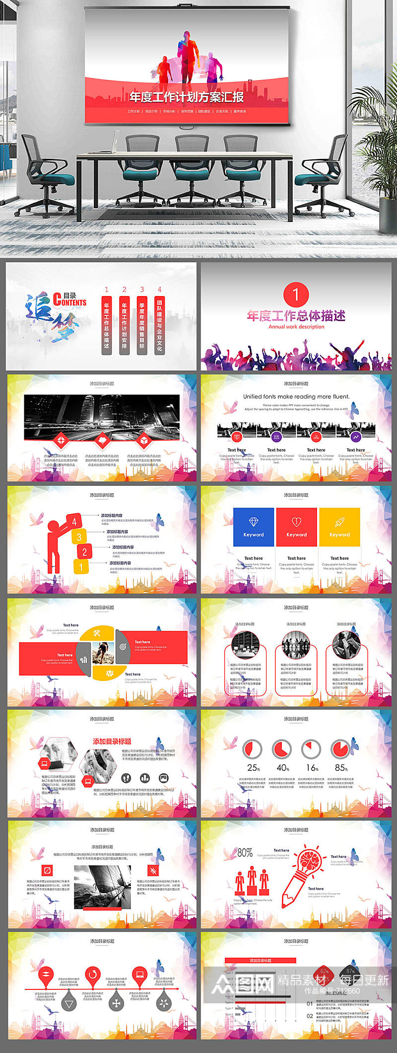 年度工作计划总结汇报PPT模板素材