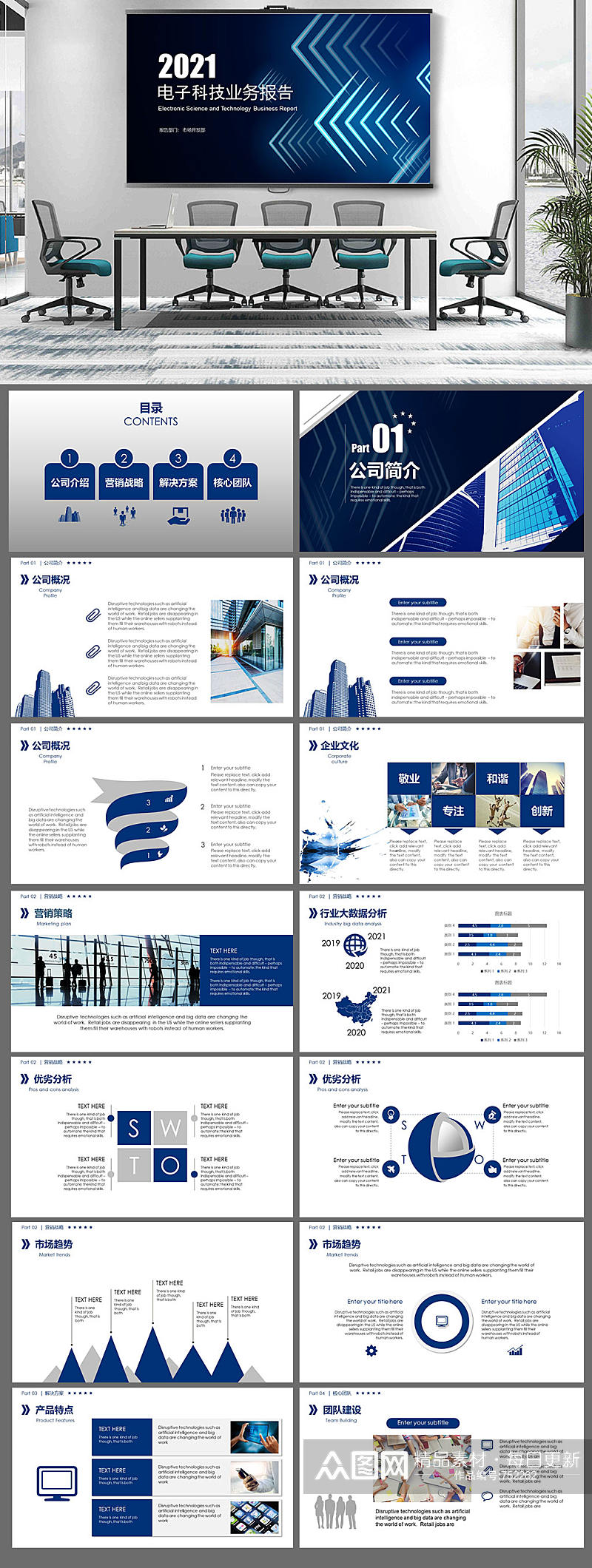 电子科技行业业务报告模板素材