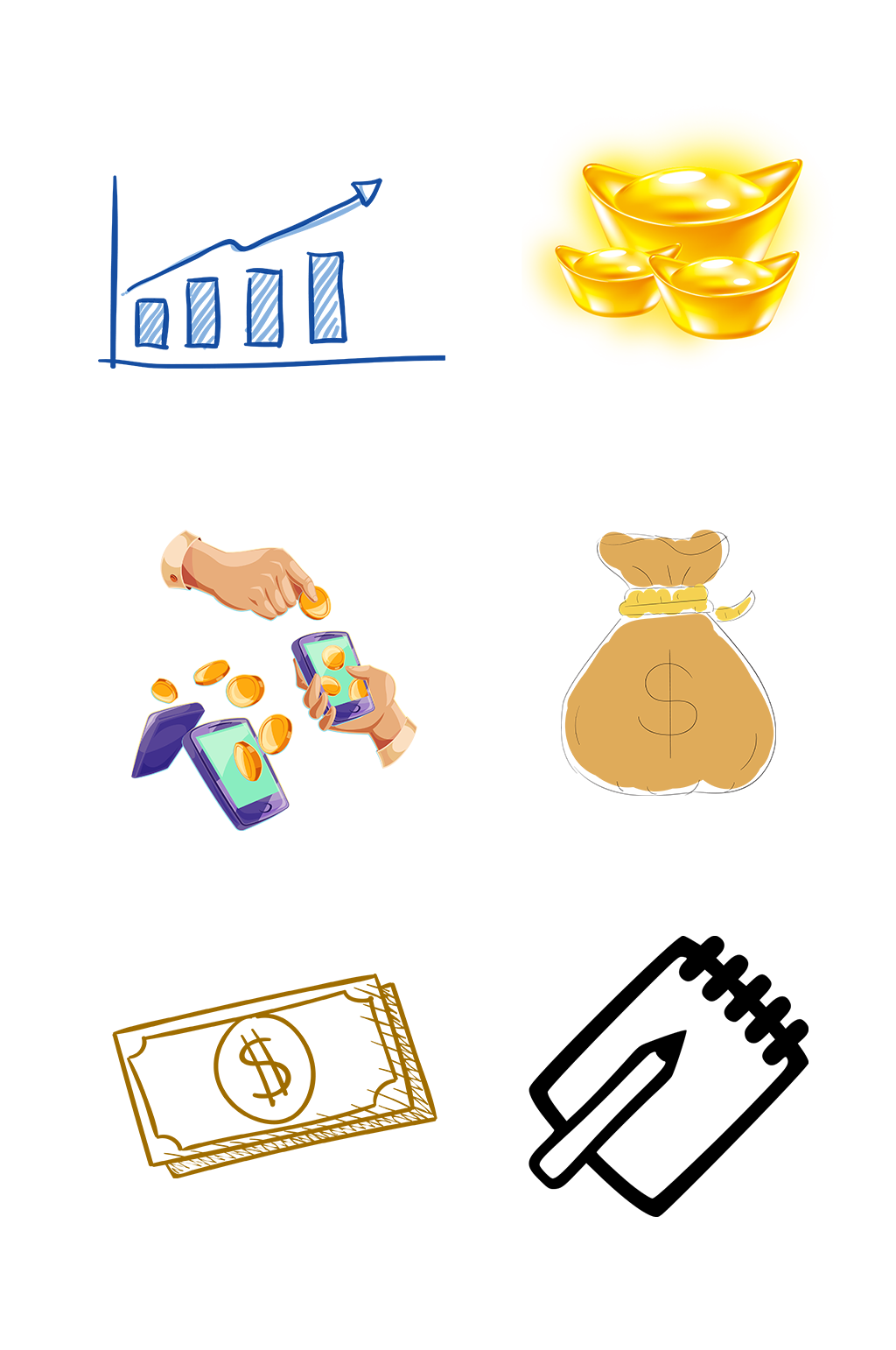 手绘金融财富理财银行免扣元素003素材