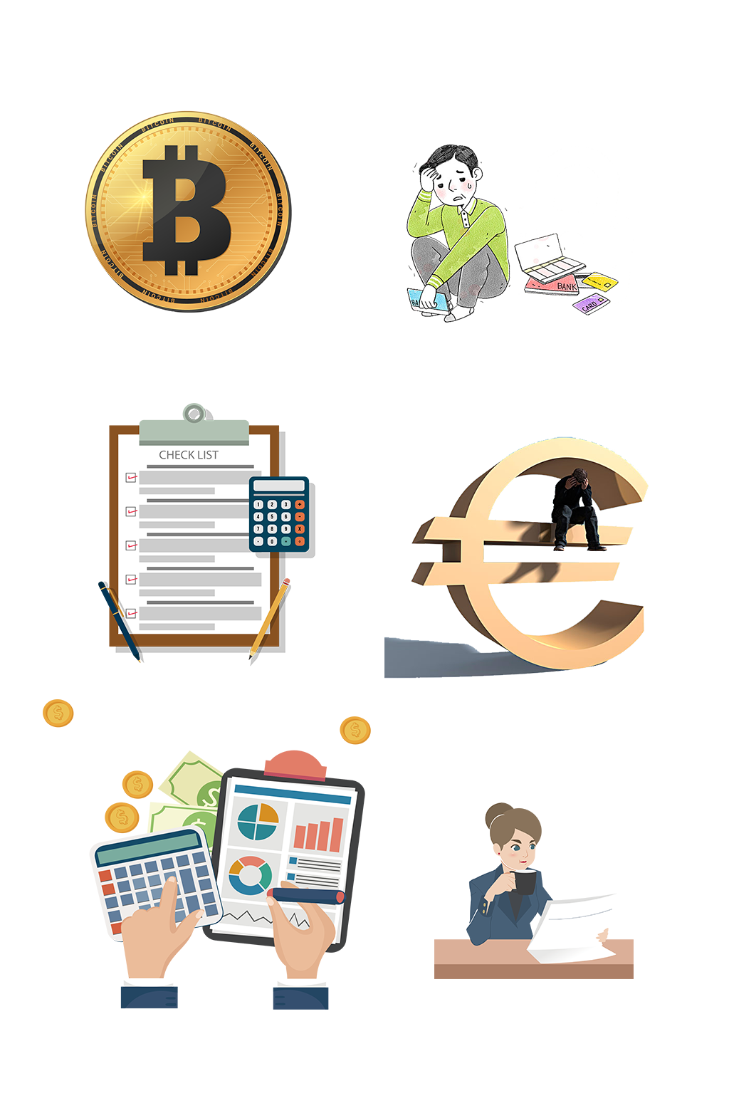 手绘金融财富理财银行免扣元素005素材