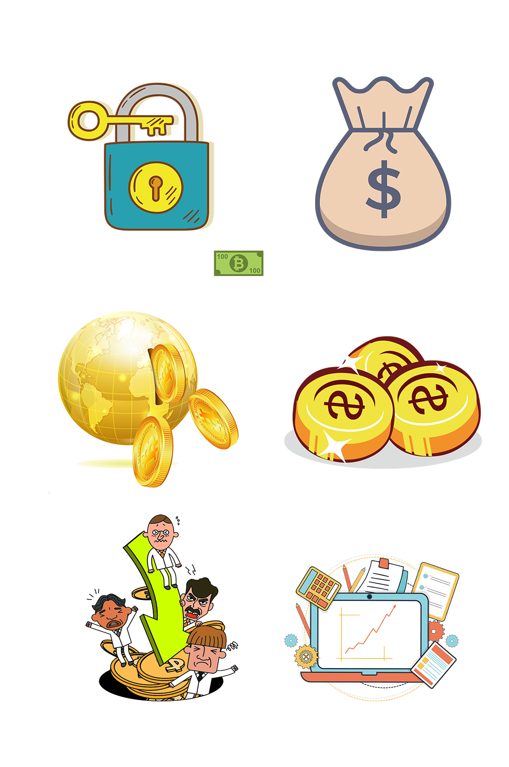 手绘金融财富理财银行免扣元素007素材