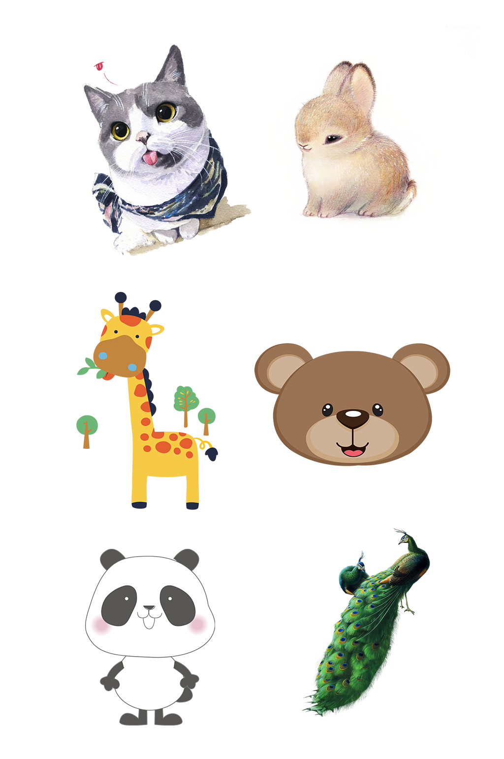 手绘可爱动物插画卡通免扣元素007素材