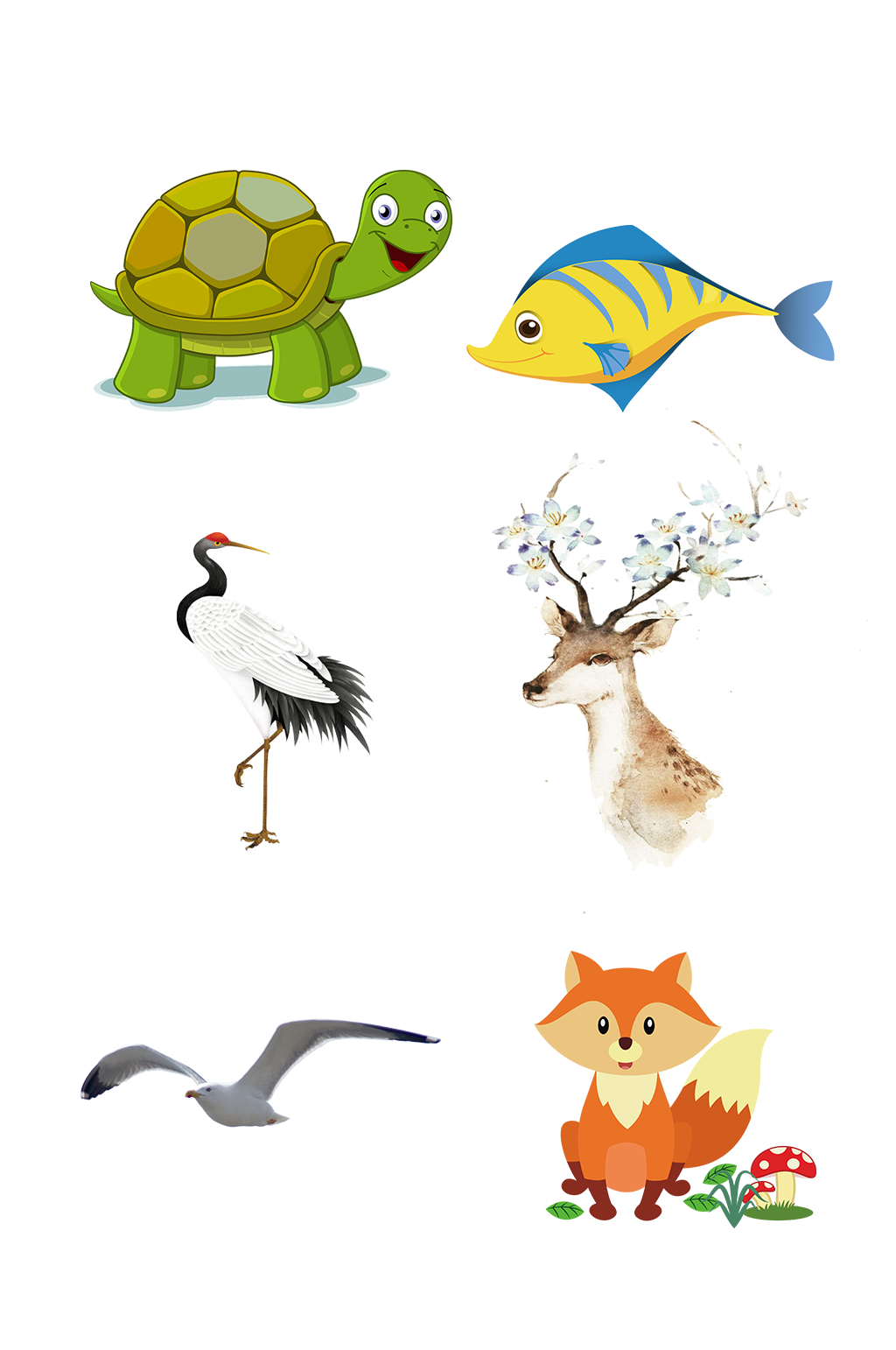 手绘可爱动物插画卡通免扣元素008素材