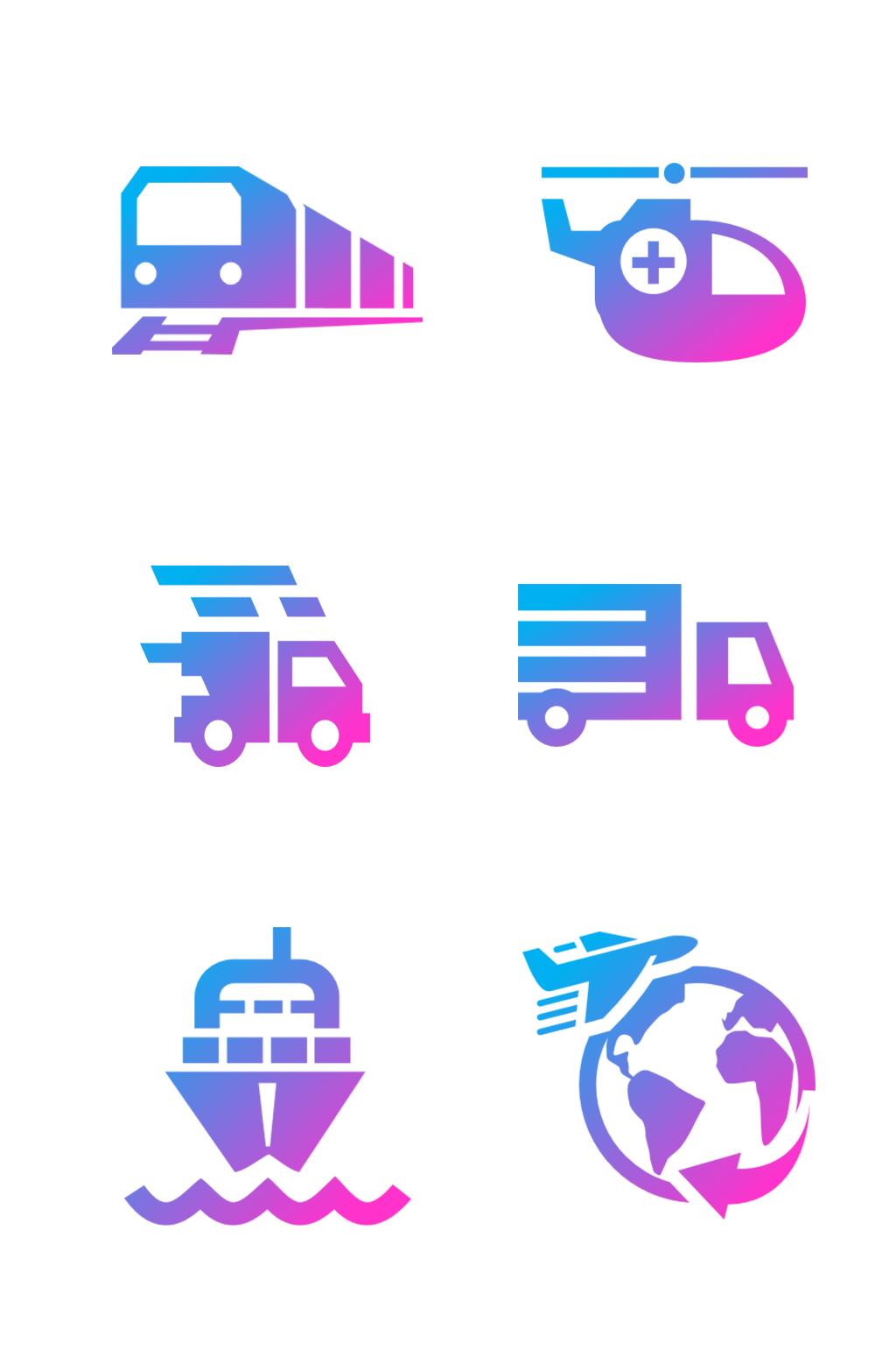 手绘交通工具物流运输图标免扣元素004素材