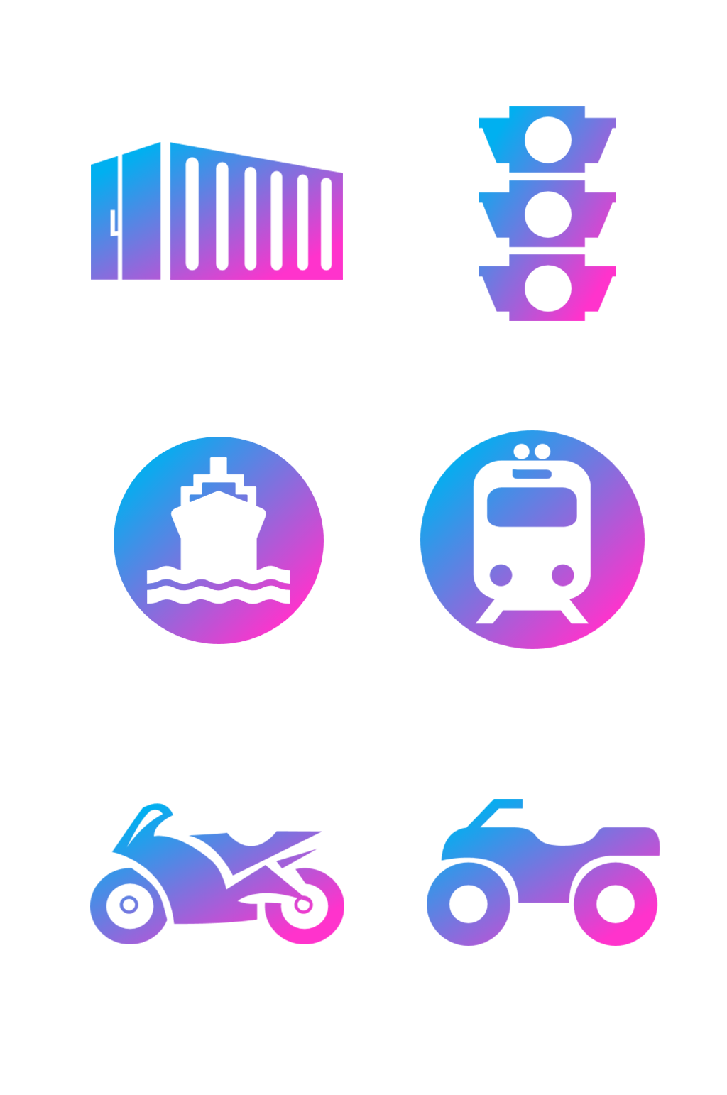 手绘交通工具物流运输图标免扣元素006素材