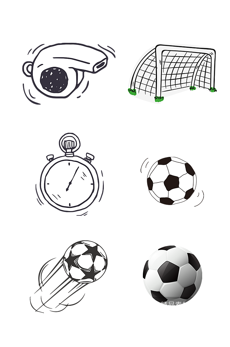 手绘足球运动比赛娱乐免扣元素006素材