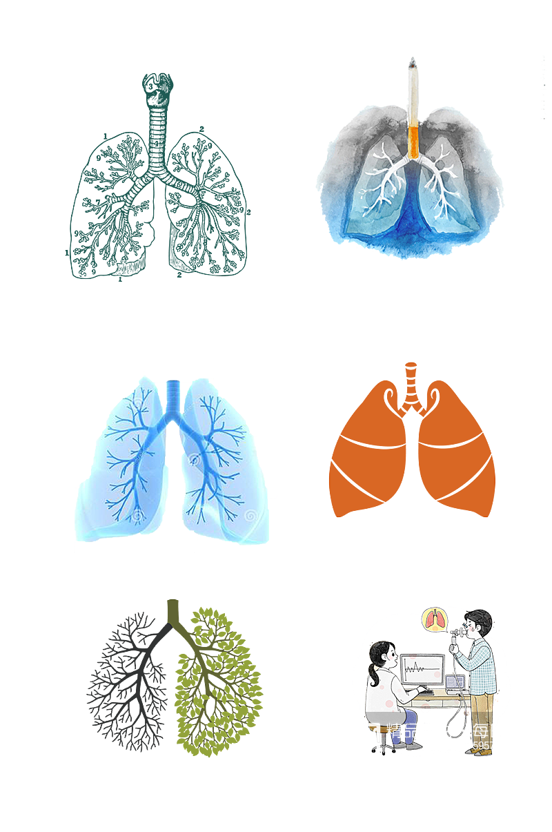 手绘医疗肺部肺炎治疗免扣元素 肺部肺树素材素材