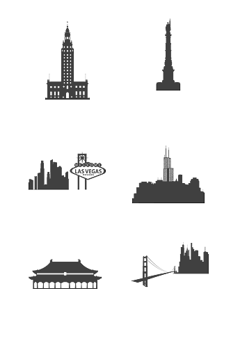 手绘世界建筑房屋图标免扣元素011