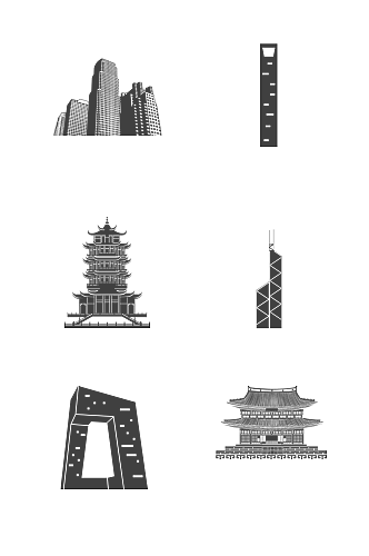 手绘世界建筑房屋图标免扣元素013