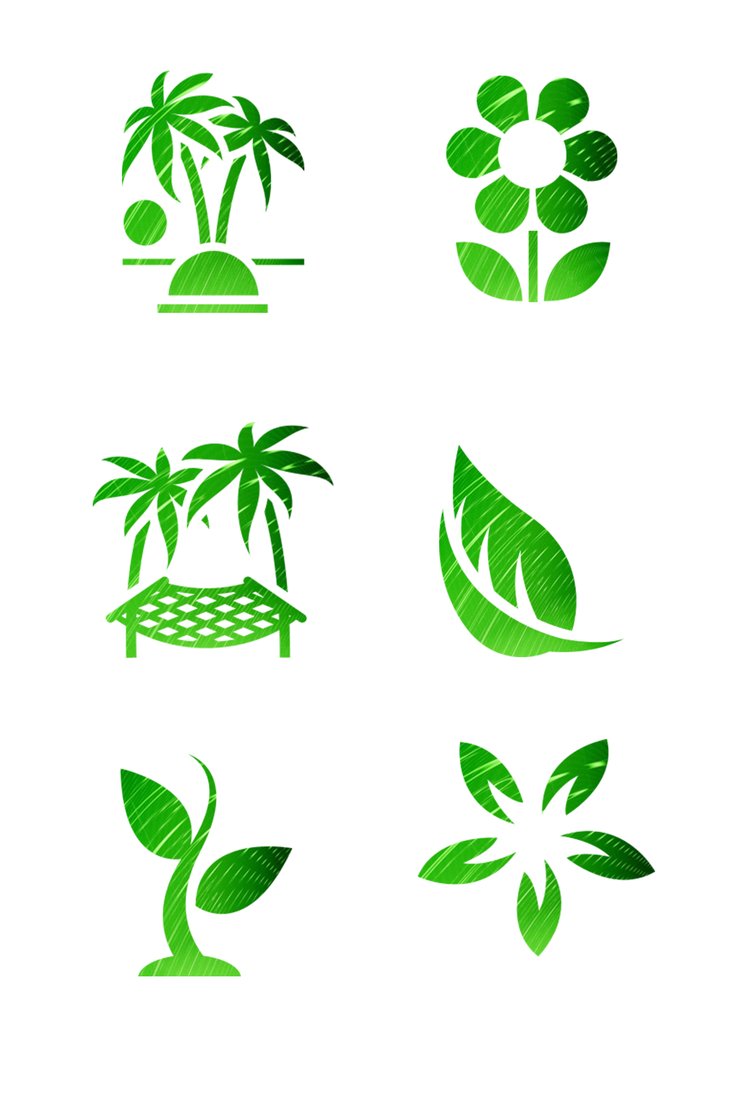 手绘绿色植物青草图标免扣元素001素材