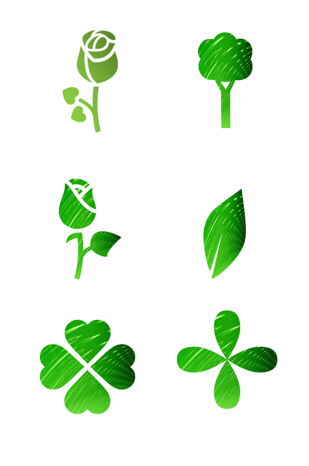 手绘绿色植物青草图标免扣元素002素材