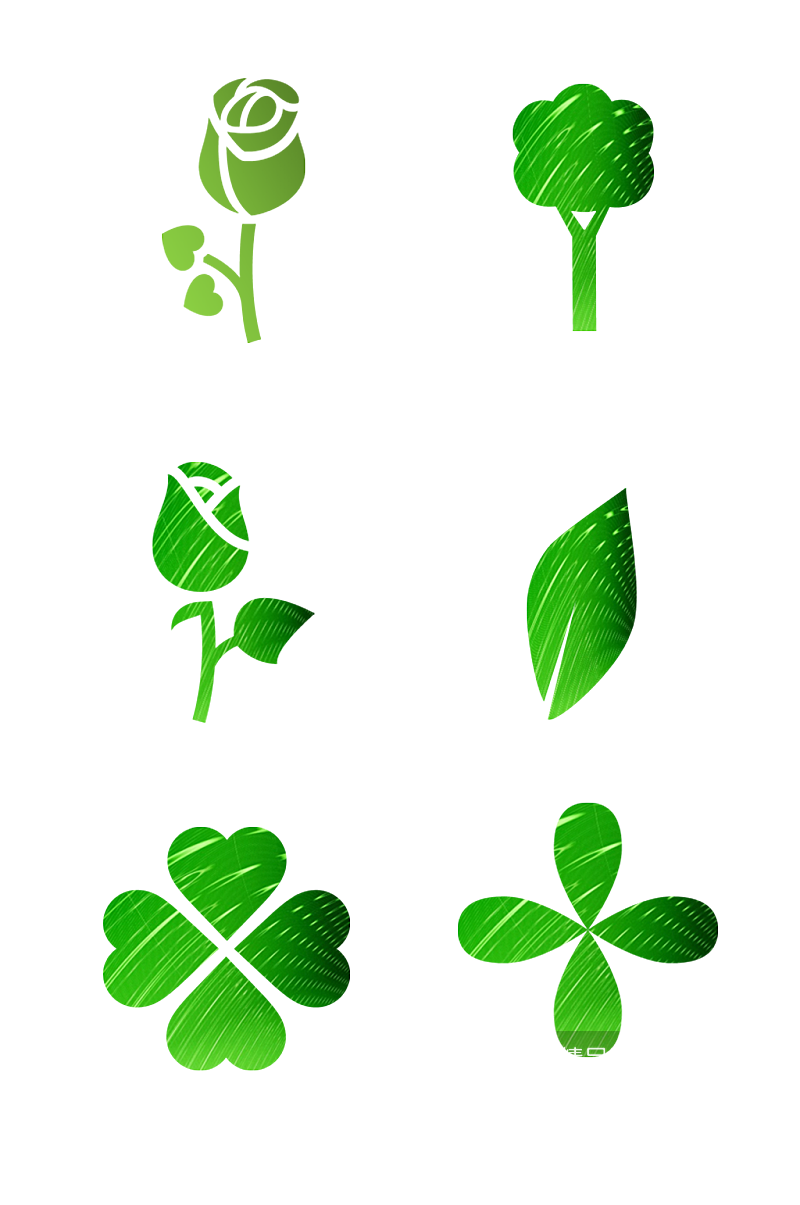 手绘绿色植物青草图标免扣元素002素材