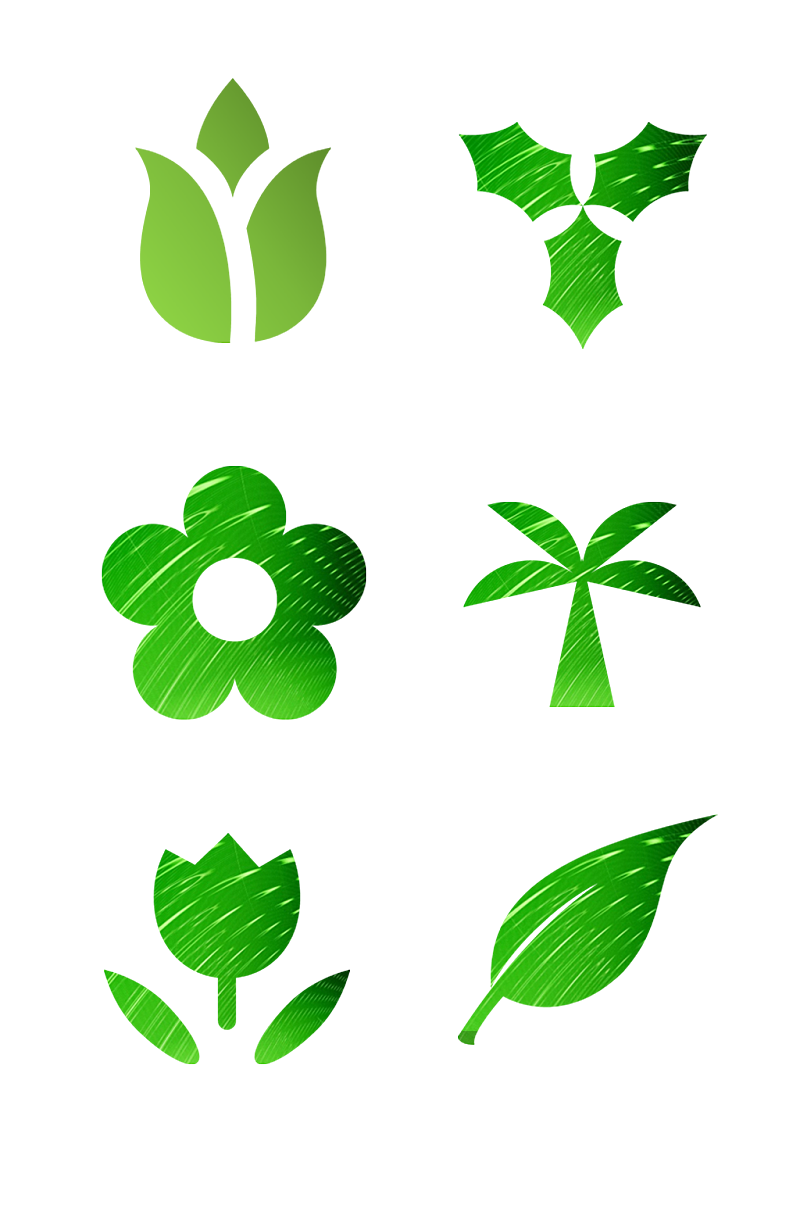 手绘绿色植物青草图标免扣元素003素材