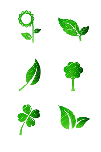 手绘绿色植物青草图标免扣元素016