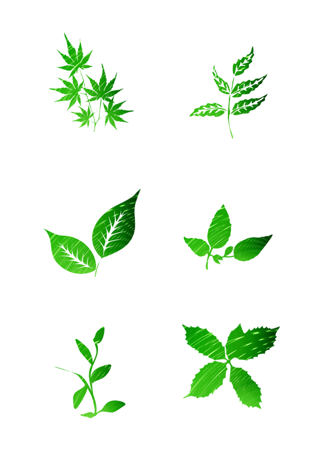 手绘绿色植物青草图标免扣元素020素材