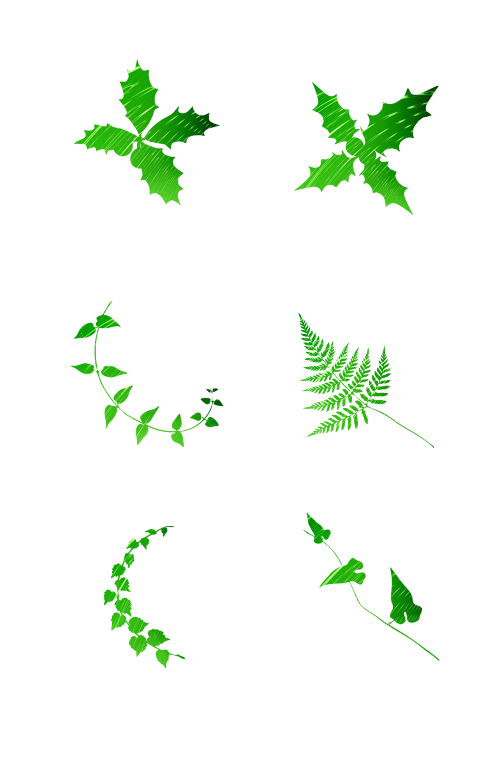 手绘绿色植物青草图标免扣元素024素材