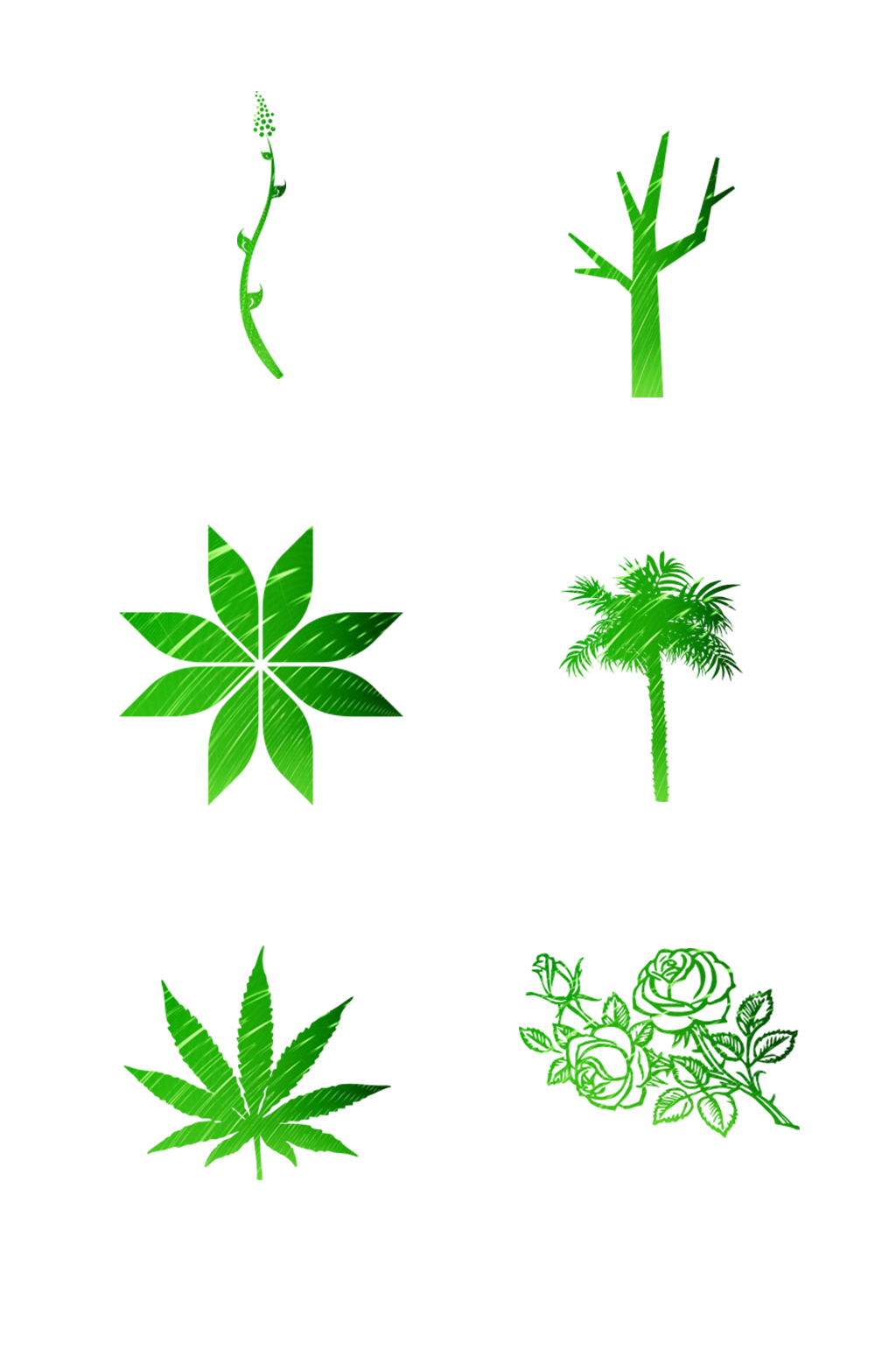 手绘绿色植物青草图标免扣元素027素材
