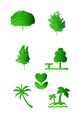 手绘绿色植物青草图标免扣元素034