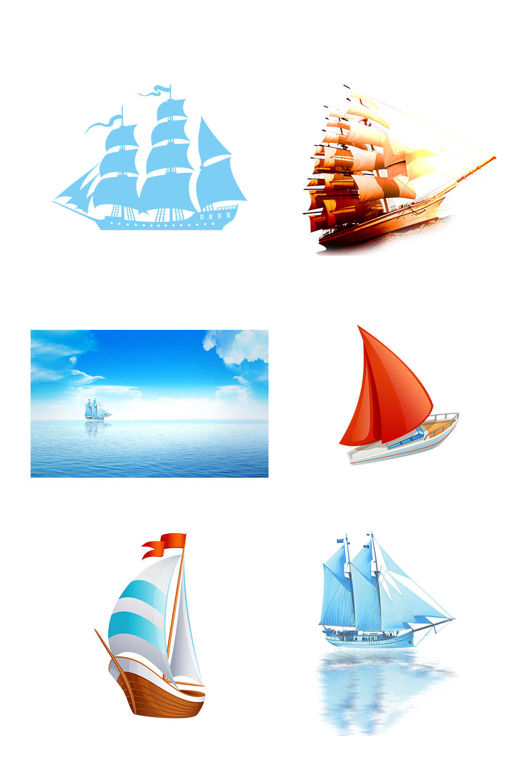 手绘帆船帆板航行免扣元素005素材