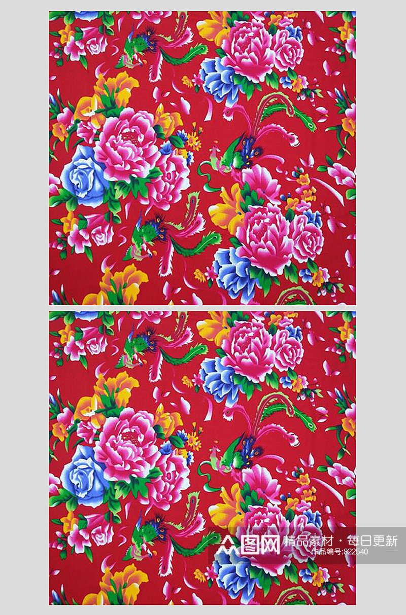 彩色花卉底纹编制花布图案013素材