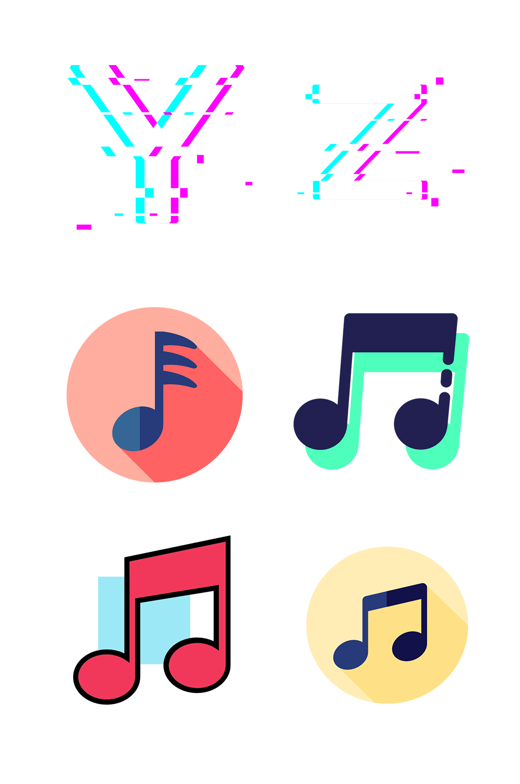 字母YZ抖音短视频标识音符免抠元素素材
