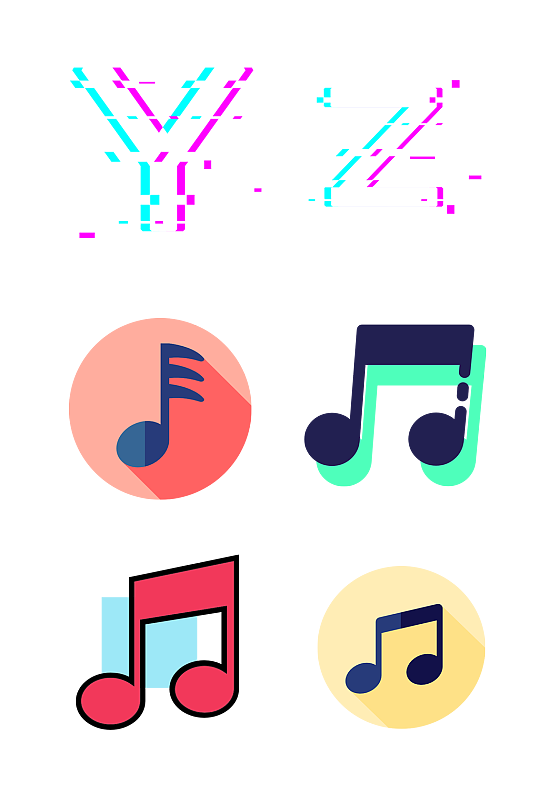 字母yz抖音短视频标识音符免抠元素