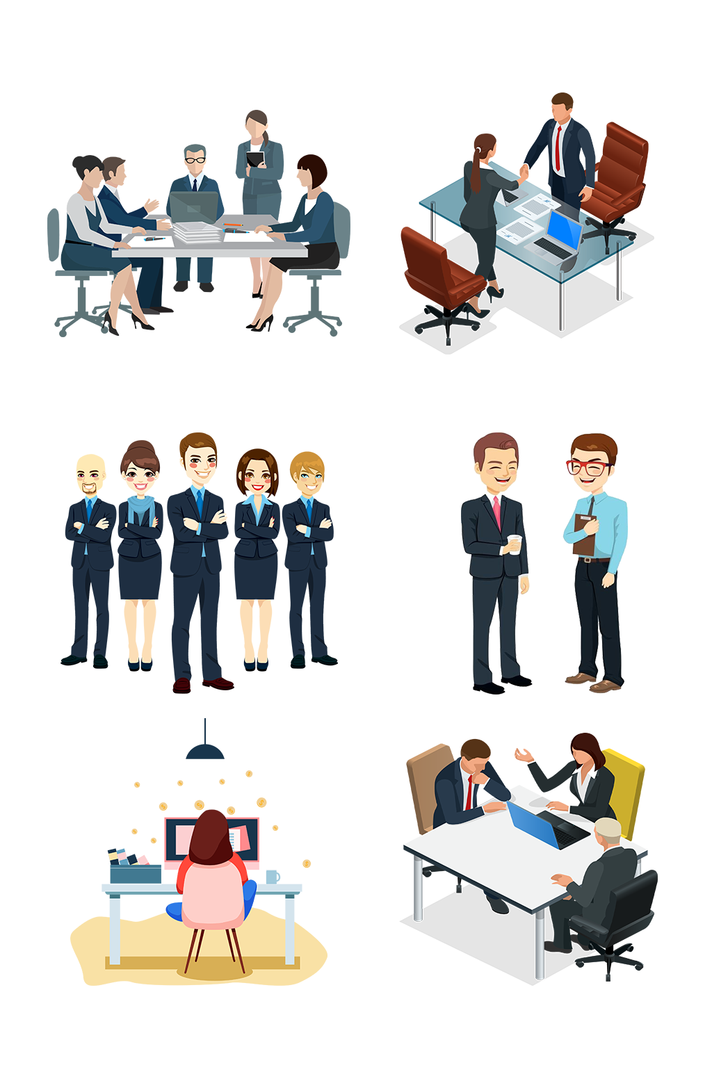 职场白领会议团队谈判合作免抠元素素材