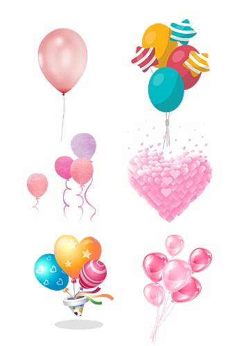 彩色粉色气球彩球卡通礼品吊球免抠元素